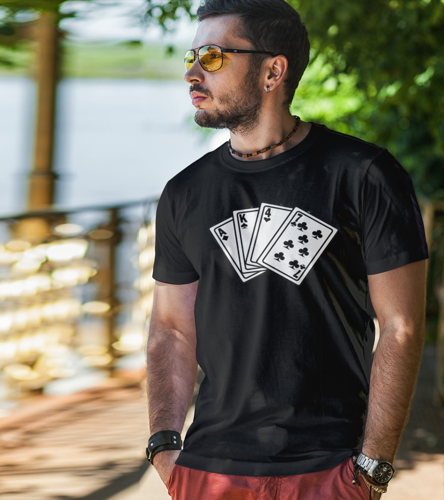 AK 47 Funny Poker Cards Playing Hand T-Shirt