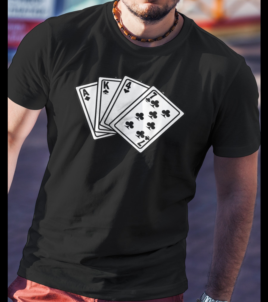 AK 47 Funny Poker Cards Playing Hand T-Shirt