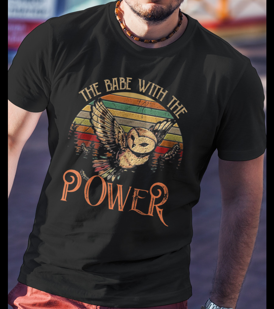 The Babe With The Power Owl Retro Sunset T-Shirt
