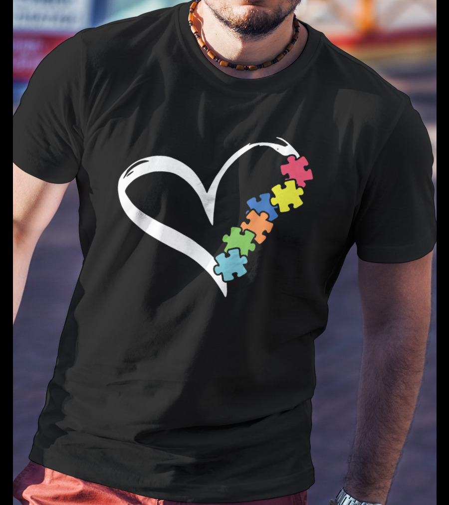 Puzzles Piece Heart Autism Awareness Love T-Shirt