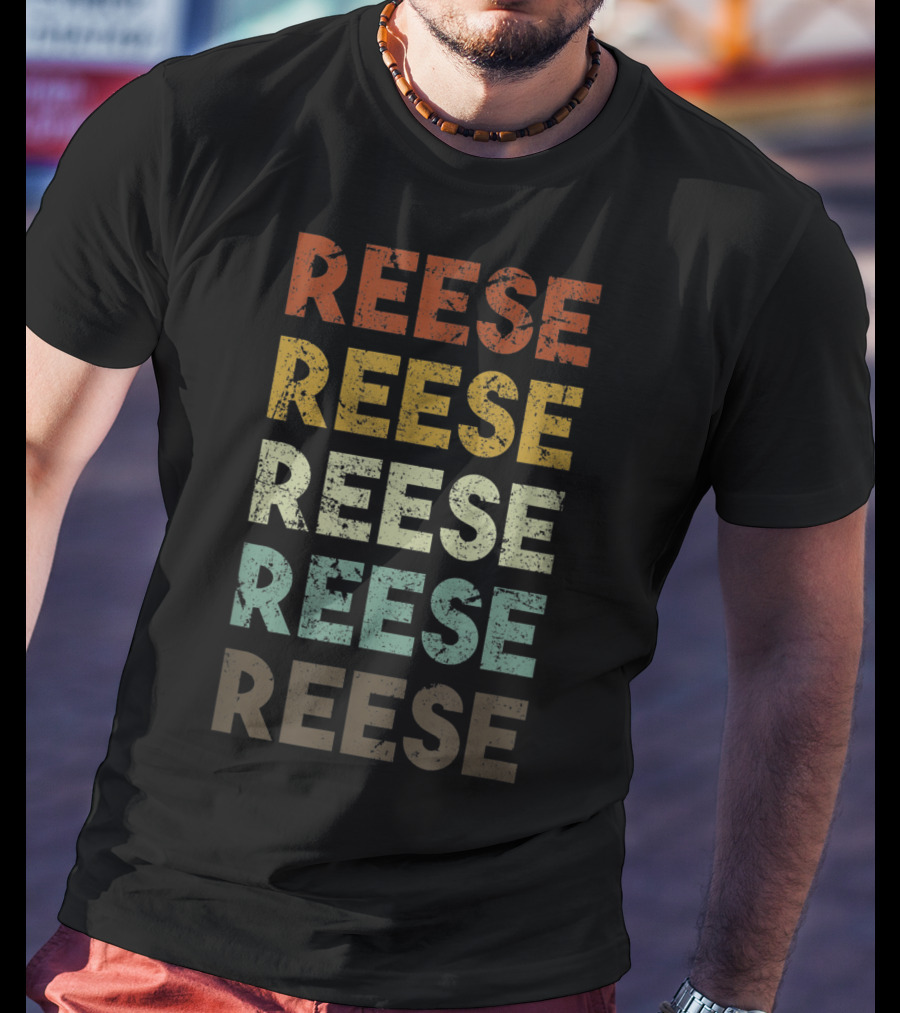 Reese Michigan Vintage Retro Colorful Stacked Text T-Shirt