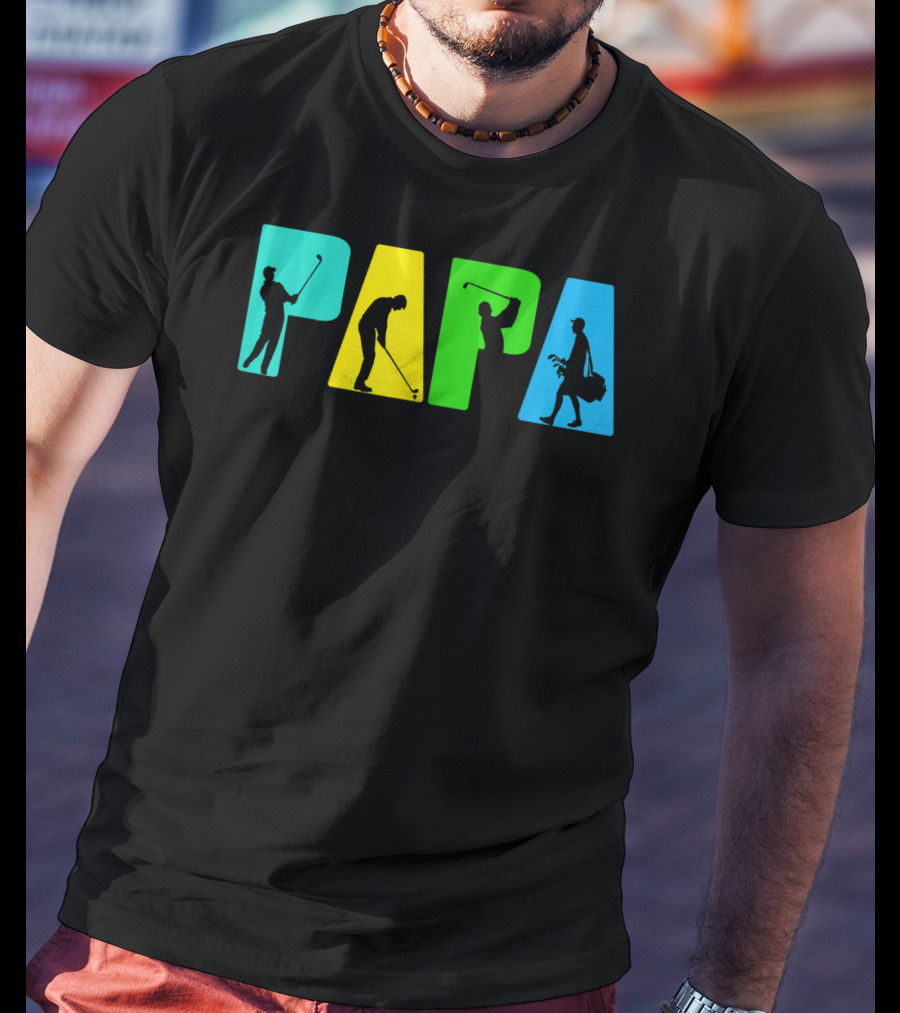 Papa Retro Golf Silhouettes Father's Day T-Shirt