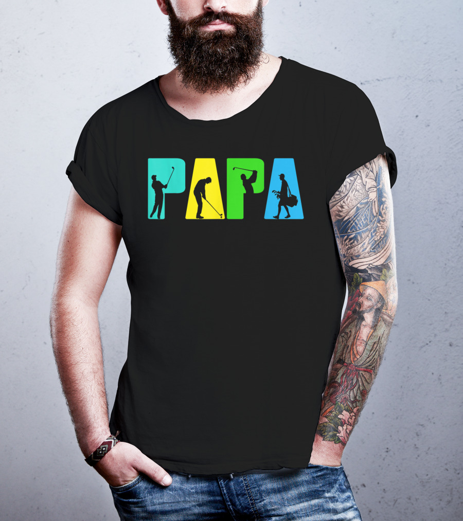 Papa Retro Golf Silhouettes Father's Day T-Shirt