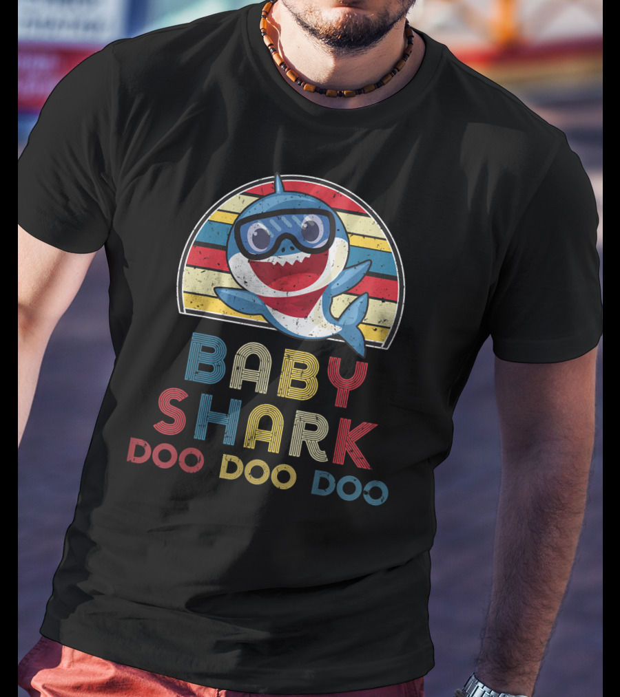 Retro Vintage Baby Shark Doo Doo Doo Stripes Boy T-Shirt
