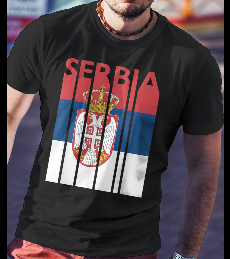Serbia Vintage Flag Serbian Coat Of Arms T-Shirt