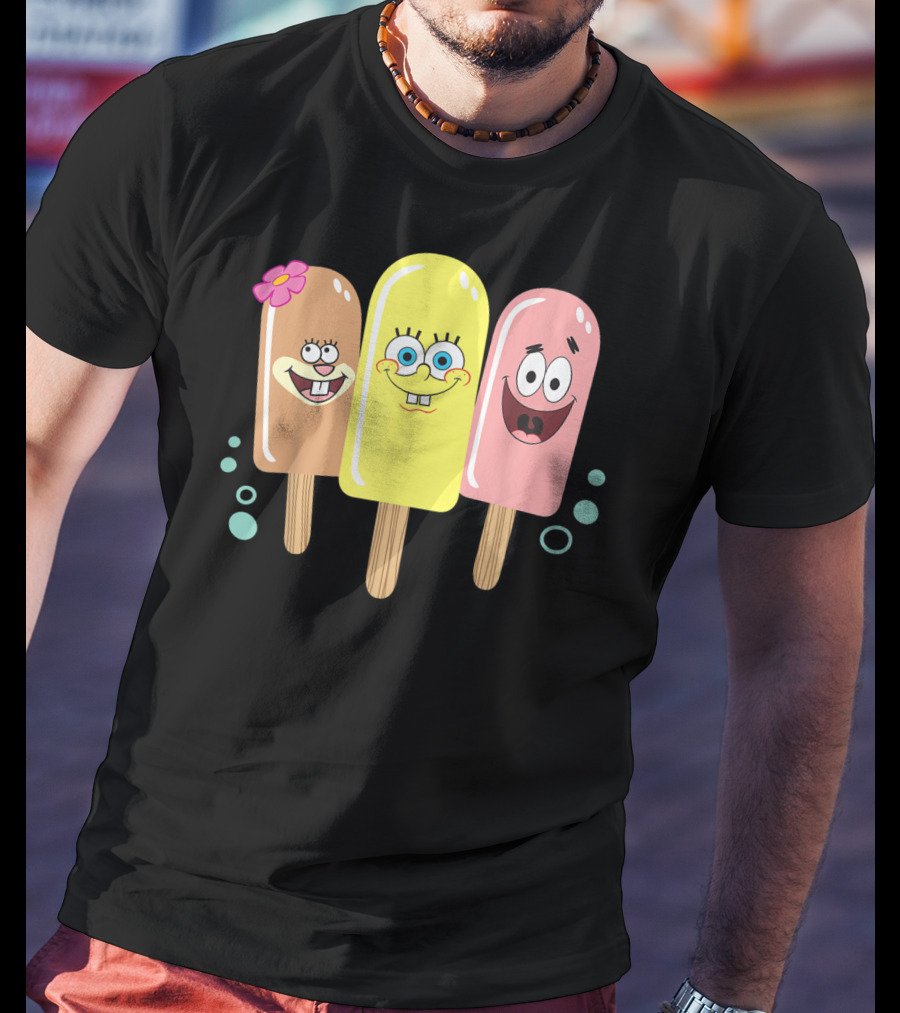 Spongebob Squarepants Sandy Patrick Popsicle Ice Cream Friends T-Shirt