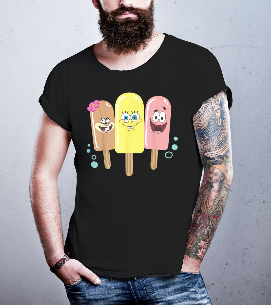 Spongebob Squarepants Sandy Patrick Popsicle Ice Cream Friends T-Shirt