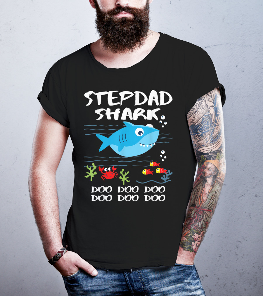 Stepdad Shark Doo Doo Doo Baby Shark Inspired T-Shirt