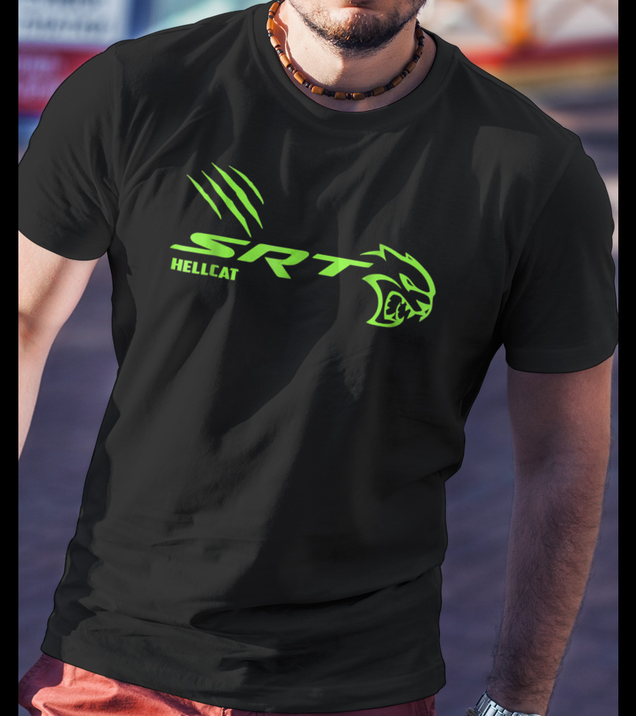 Team SRT Hellcat Scratch Green Logo Dodge T-Shirt