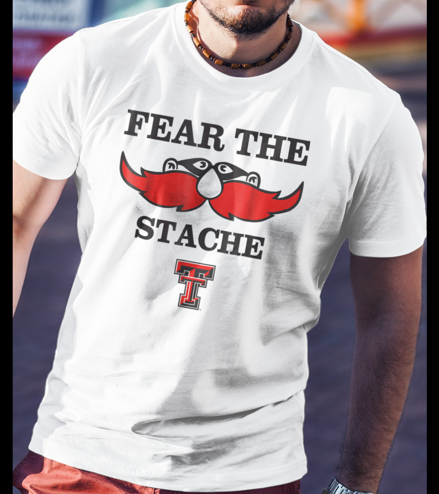 Texas Tech Red Raiders Fear The Stache TT Logo Mustache T-Shirt