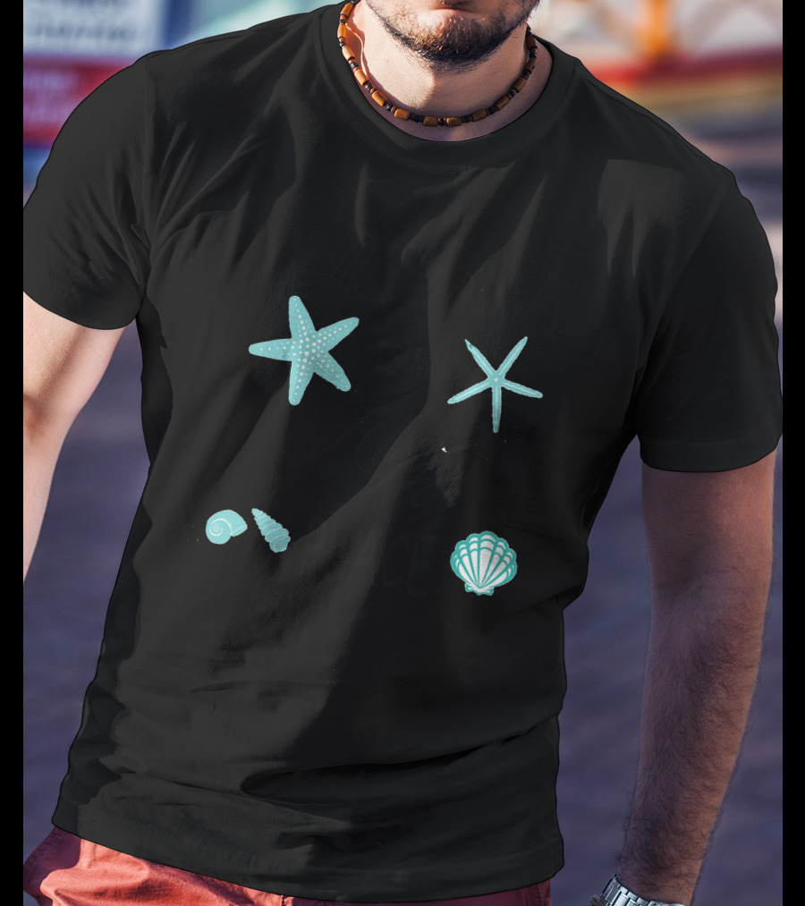 The Beach Is My Happy Place Starfish Seashells T-Shirt