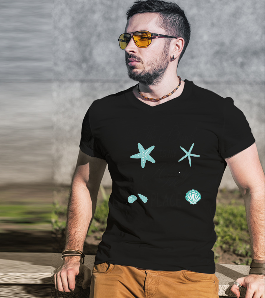 The Beach Is My Happy Place Starfish Seashells T-Shirt