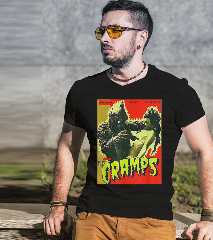 The Cramps Monsters Hot Rods Bikini Girls Punk Rock Band T-Shirt