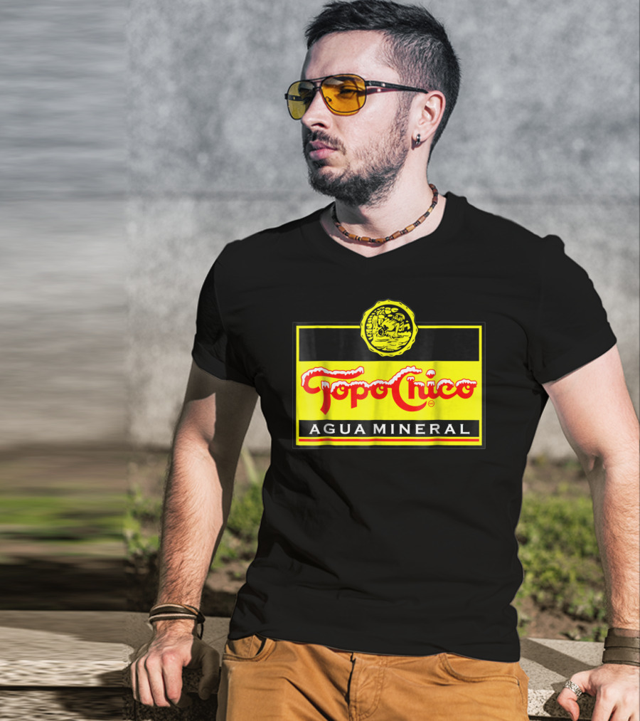 Topo Chico Agua Mineral Logo With Yellow T-Shirt