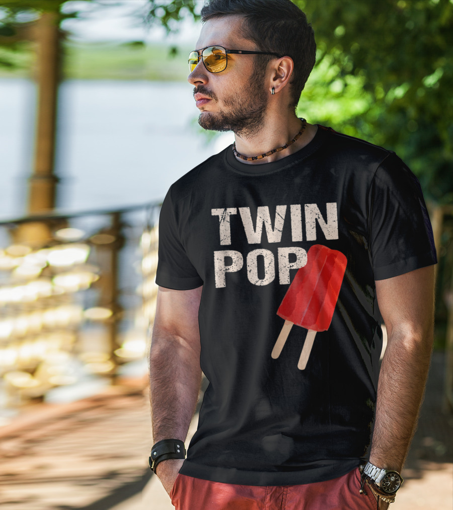TWIN POP For Grandpa Twins Dad Ice Cream Popsicle T-Shirt