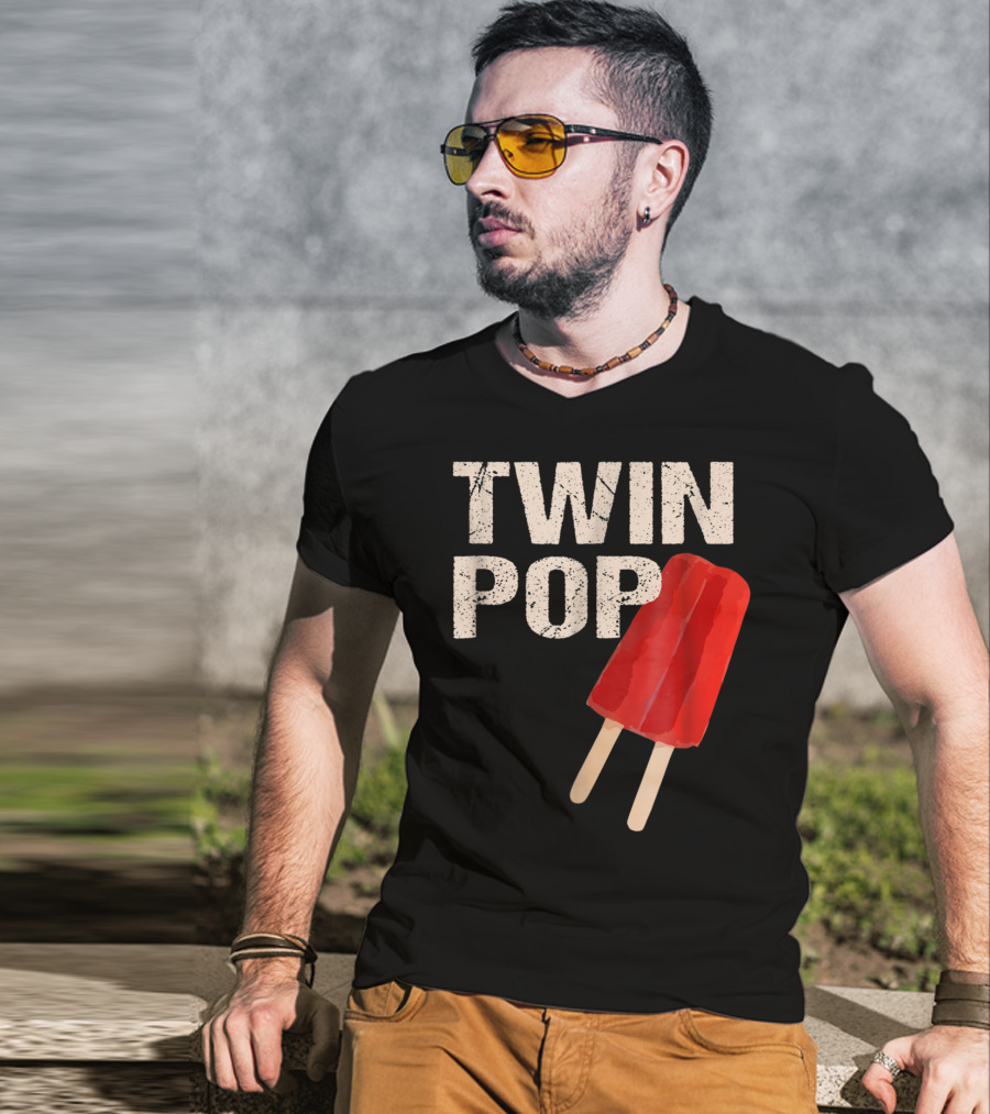 TWIN POP For Grandpa Twins Dad Ice Cream Popsicle T-Shirt