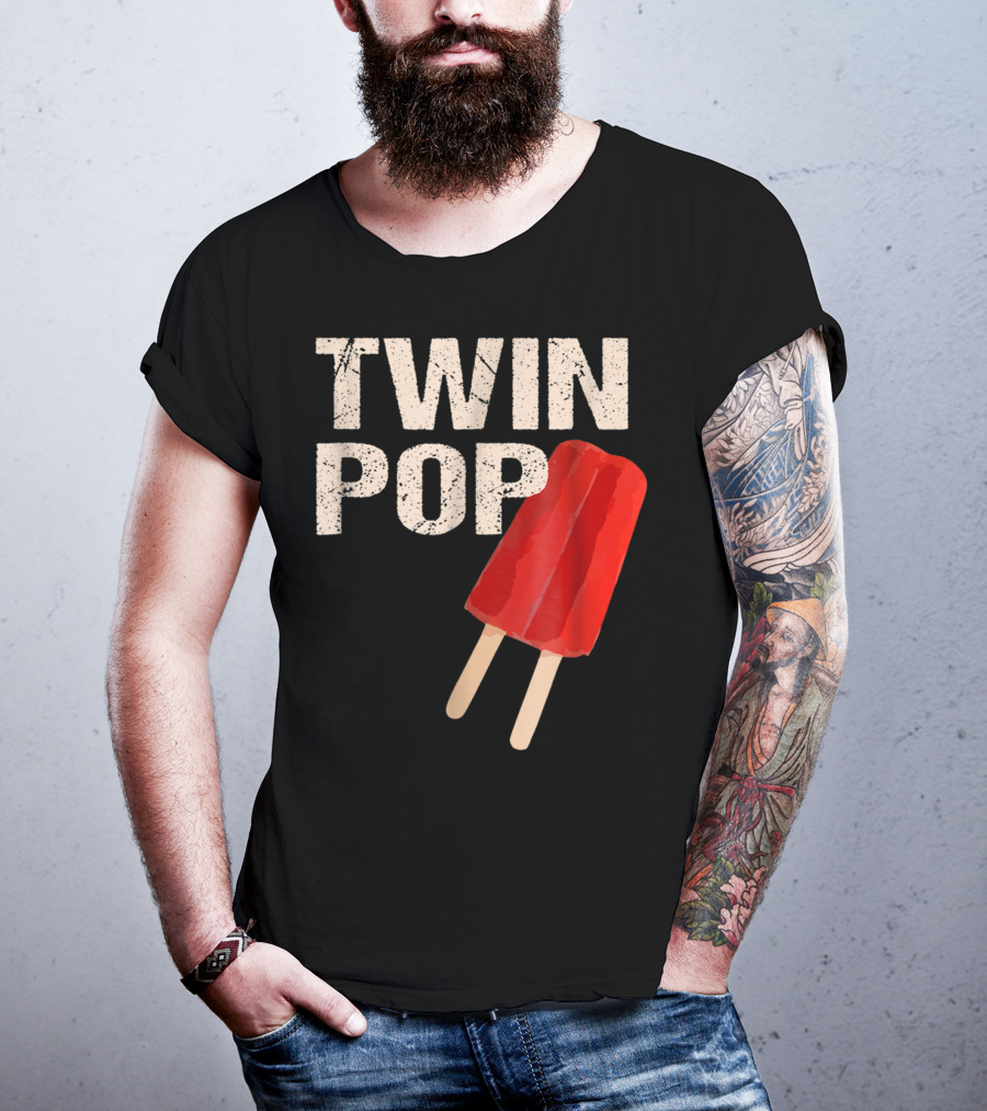 TWIN POP For Grandpa Twins Dad Ice Cream Popsicle T-Shirt