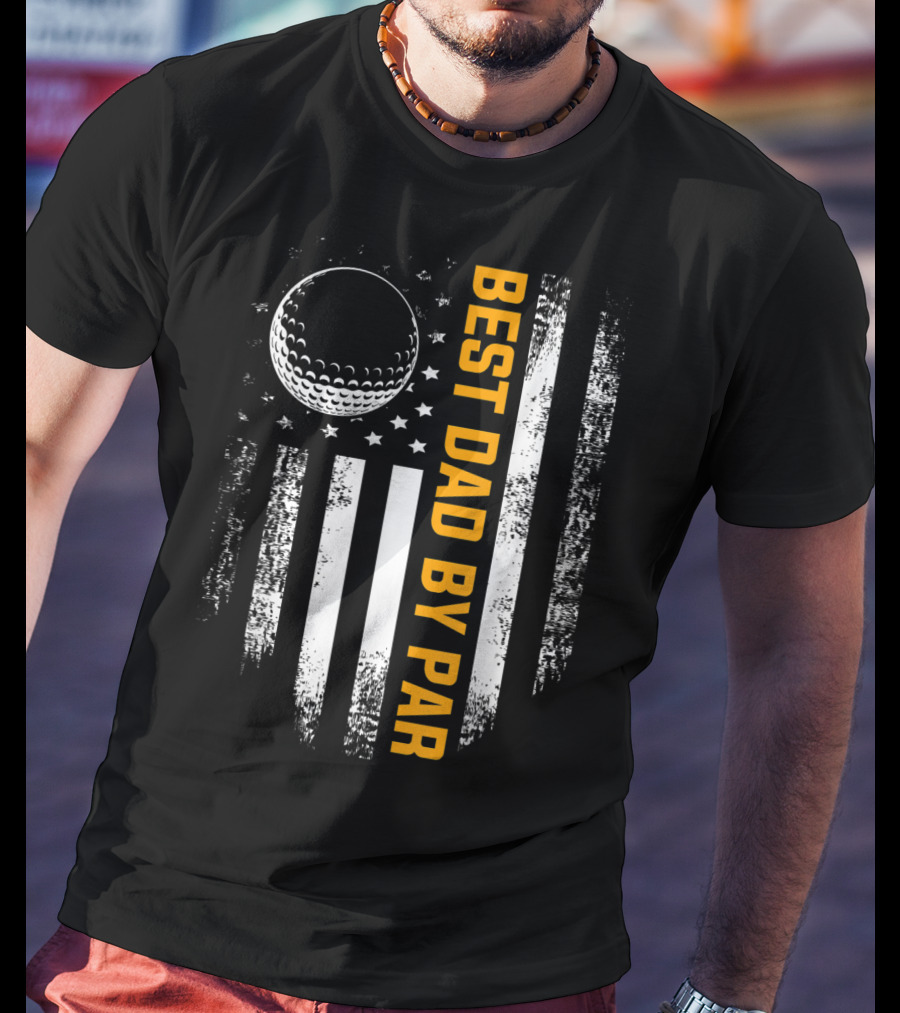 Vintage Best Dad By Par American Flag Golf Father's Day T-Shirt
