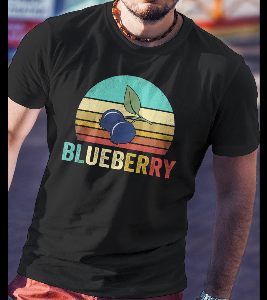Vintage Blueberry Retro Sunset Stripes T-Shirt