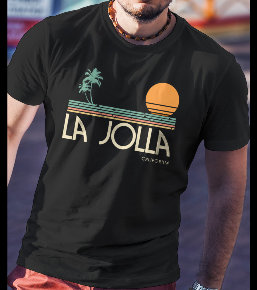 La Jolla California Vintage Sunset Palm Trees T-Shirt
