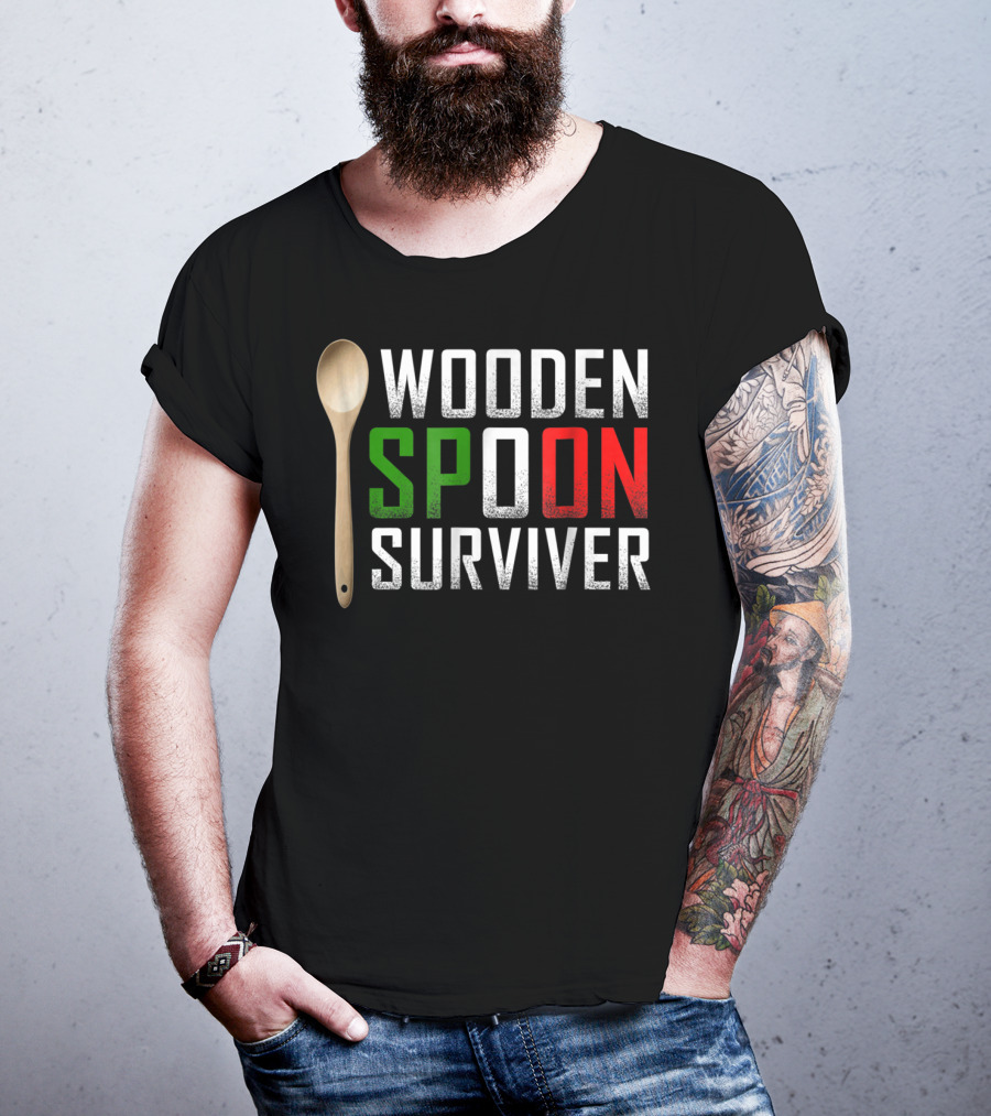 Wooden Spoon Survivor Green Red T-Shirt
