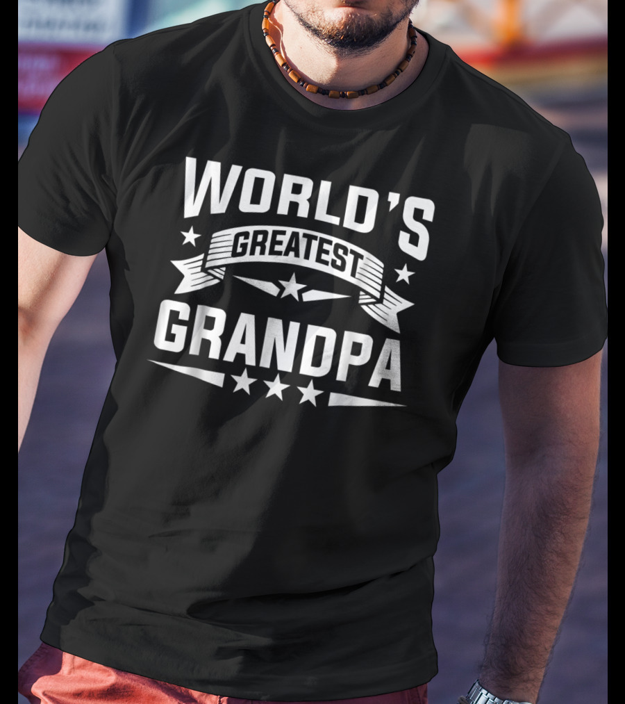 World's Greatest Grandpa Stars Banner T-Shirt
