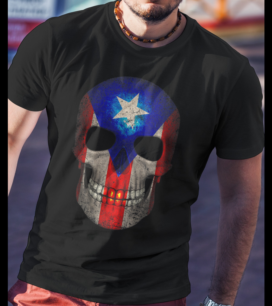 Puerto Rico Flag Skull T-Shirt