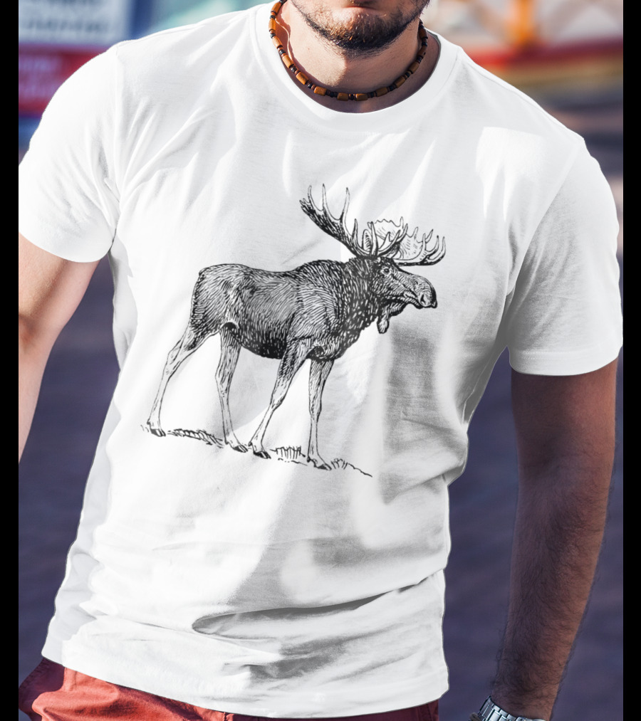 Vintage Moose Illustration Retro Wildlife T-Shirt