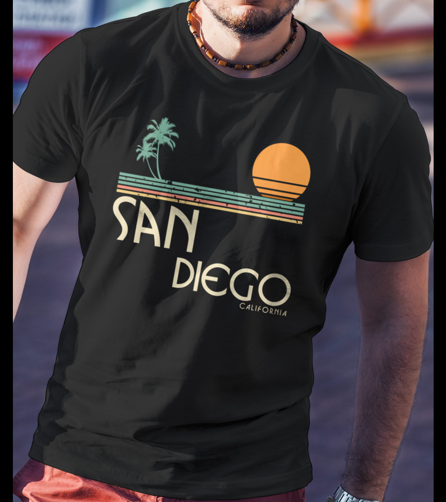 San Diego California Vintage Sunset Palm Trees T-Shirt