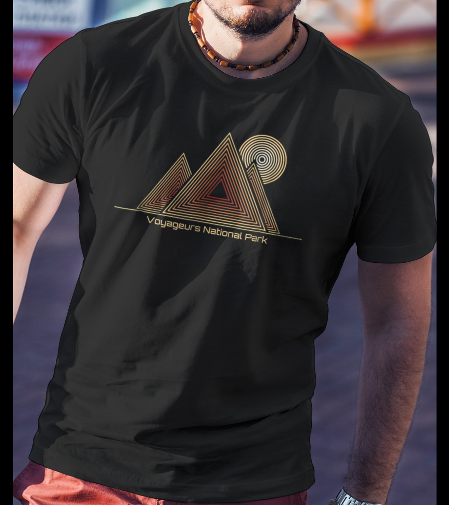 Voyageurs National Park Vintage Geometric Sun And Mountains T-Shirt