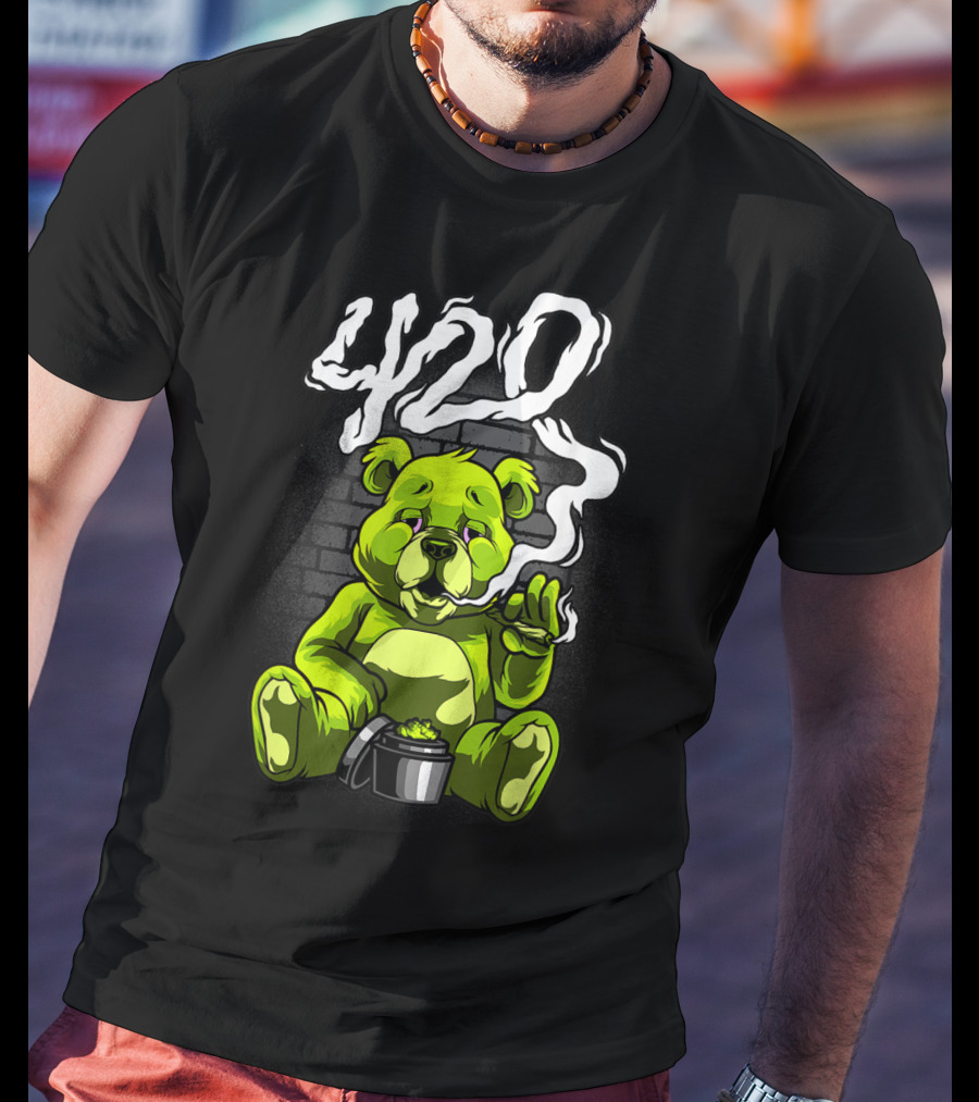 Cannabis Weed Bear Stoned Teddy 420 Joint T-Shirt