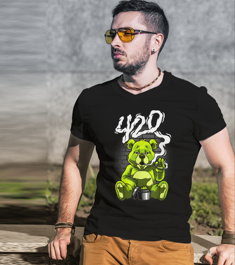 Cannabis Weed Bear Stoned Teddy 420 Joint T-Shirt