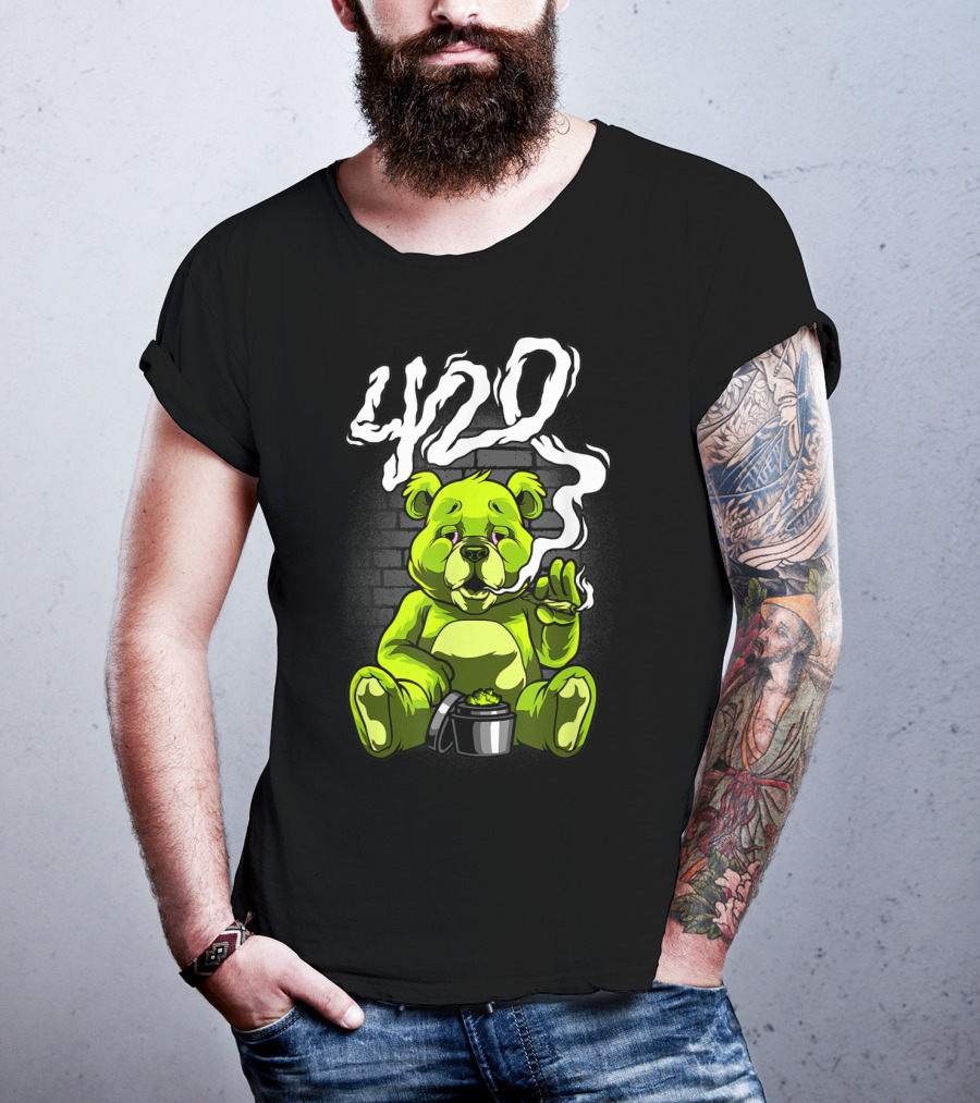 Cannabis Weed Bear Stoned Teddy 420 Joint T-Shirt