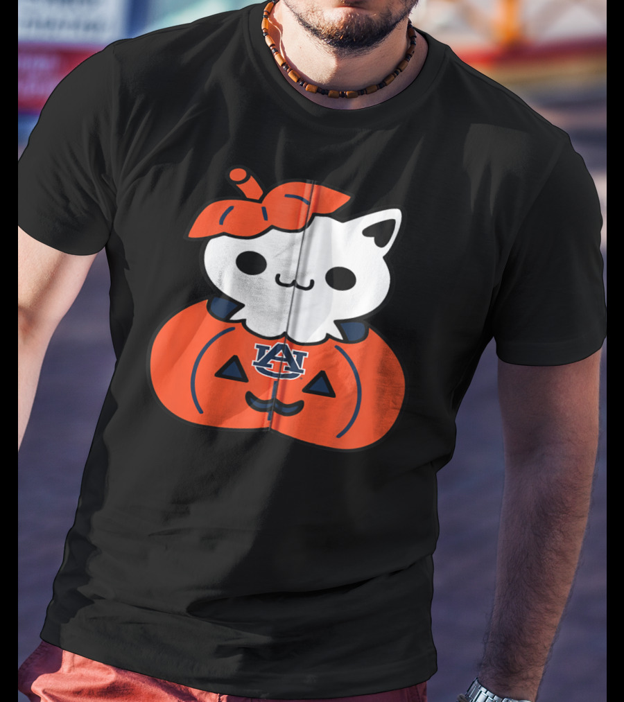 Auburn Tigers Cat In Pumpkin Halloween T-Shirt