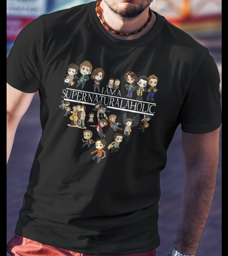 I Am A Supernaturalaholic Funny Supernatural Characters Collection T-Shirt