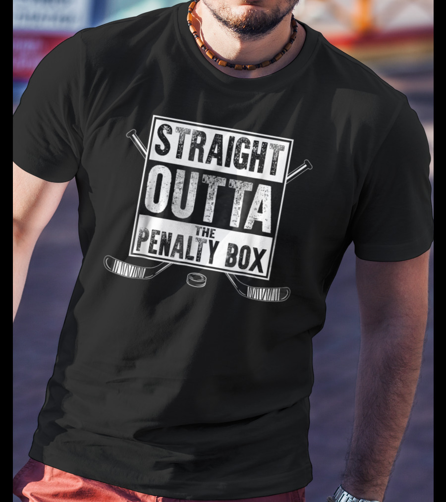 Straight Outta The Penalty Box Ice Hockey Sticks And Puck T-Shirt
