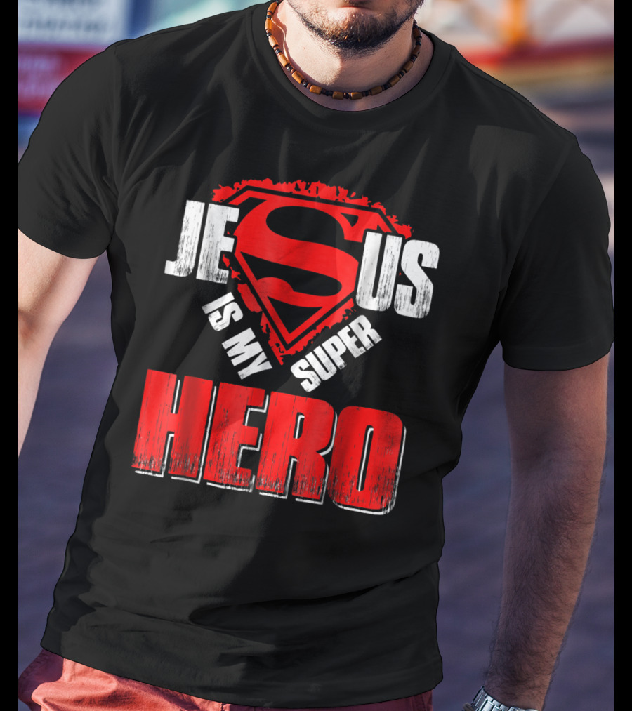 Jesus Is My Super Hero Superman Shield T-Shirt