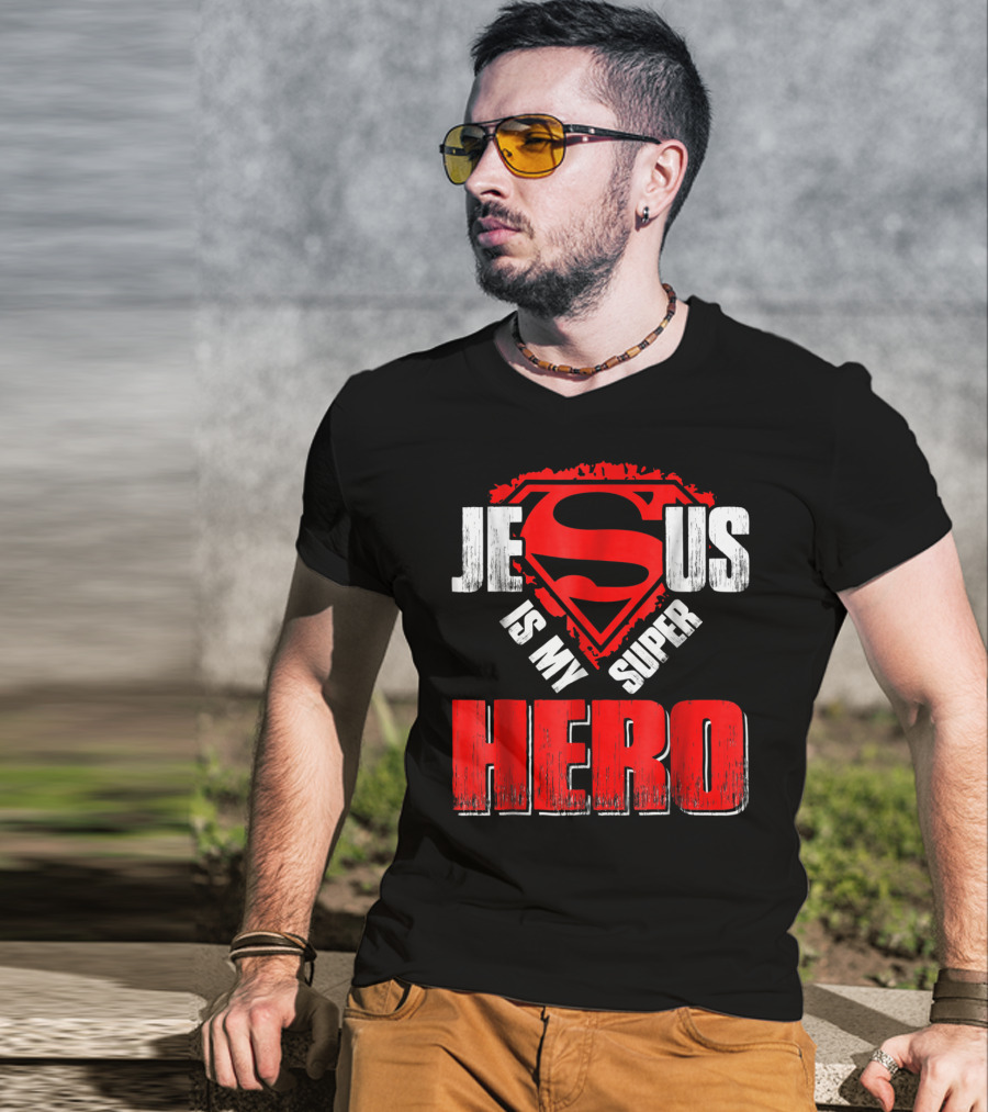 Jesus Is My Super Hero Superman Shield T-Shirt