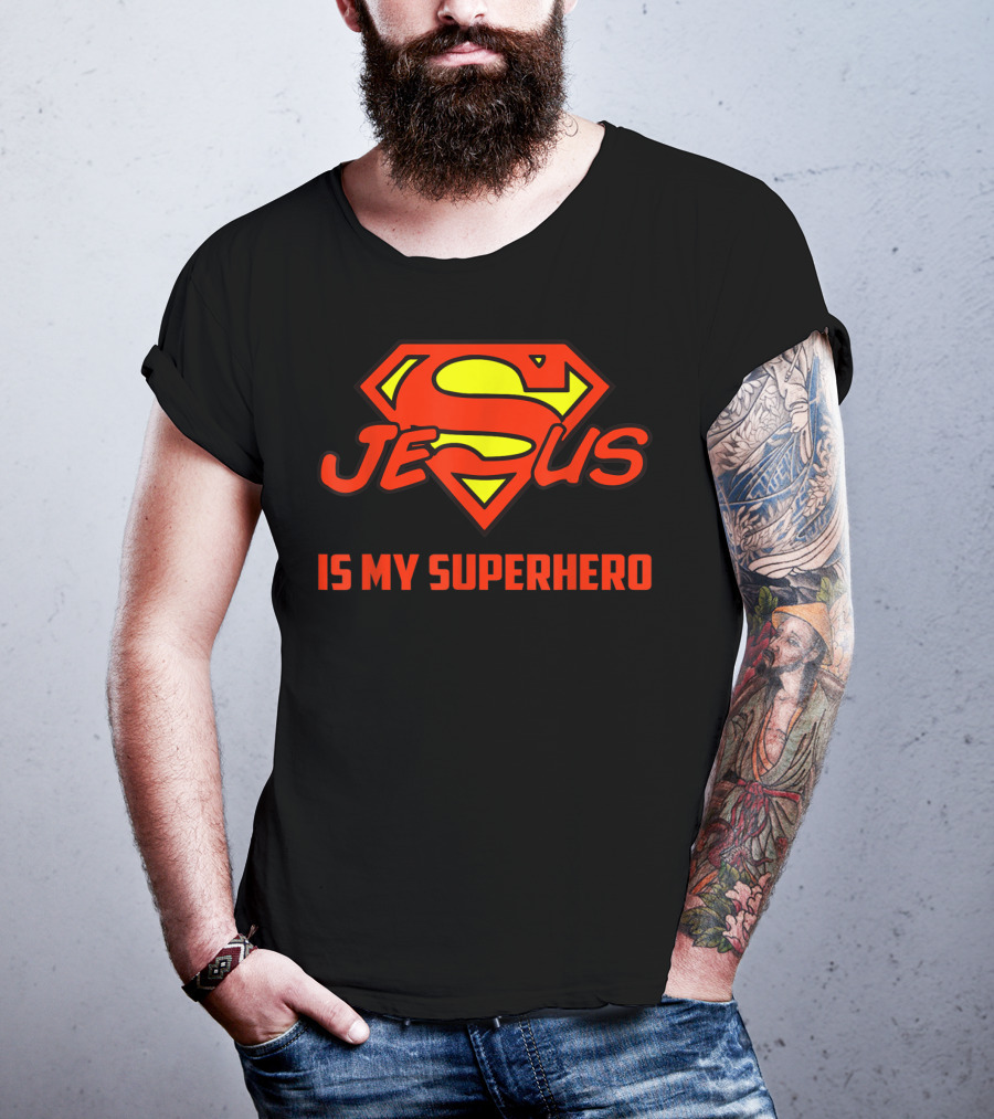 Jesus Is My Superhero Superman Logo Style Christian T-Shirt