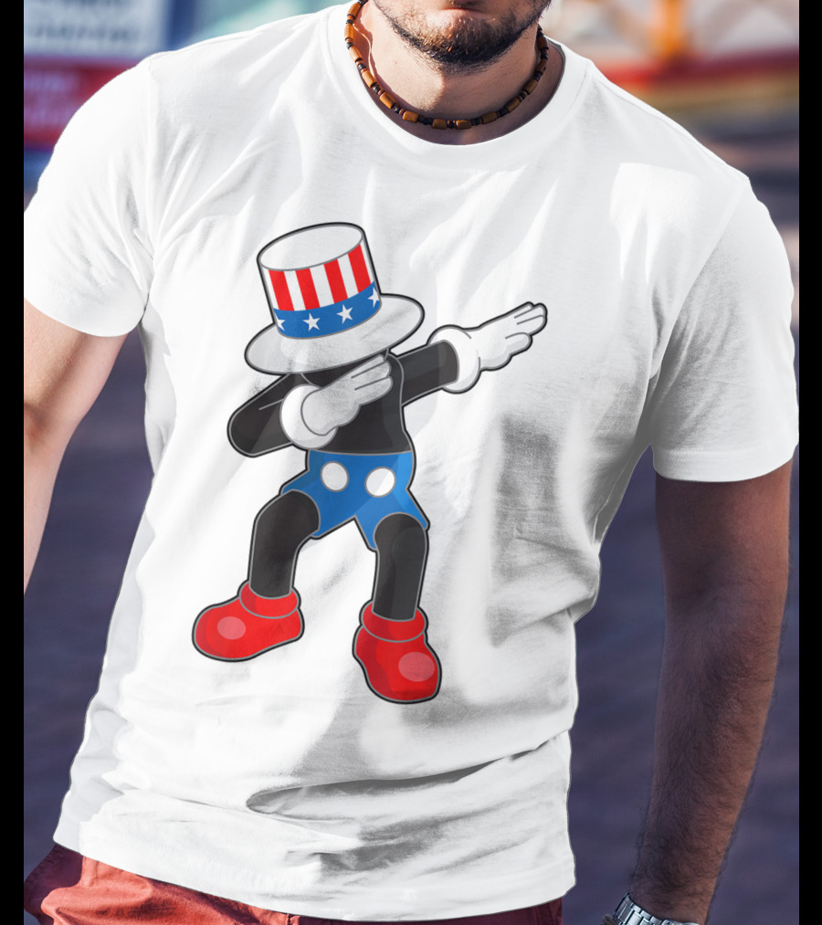 Kaws Mick Mouse Dab Dance Uncle Sam Hat T-Shirt