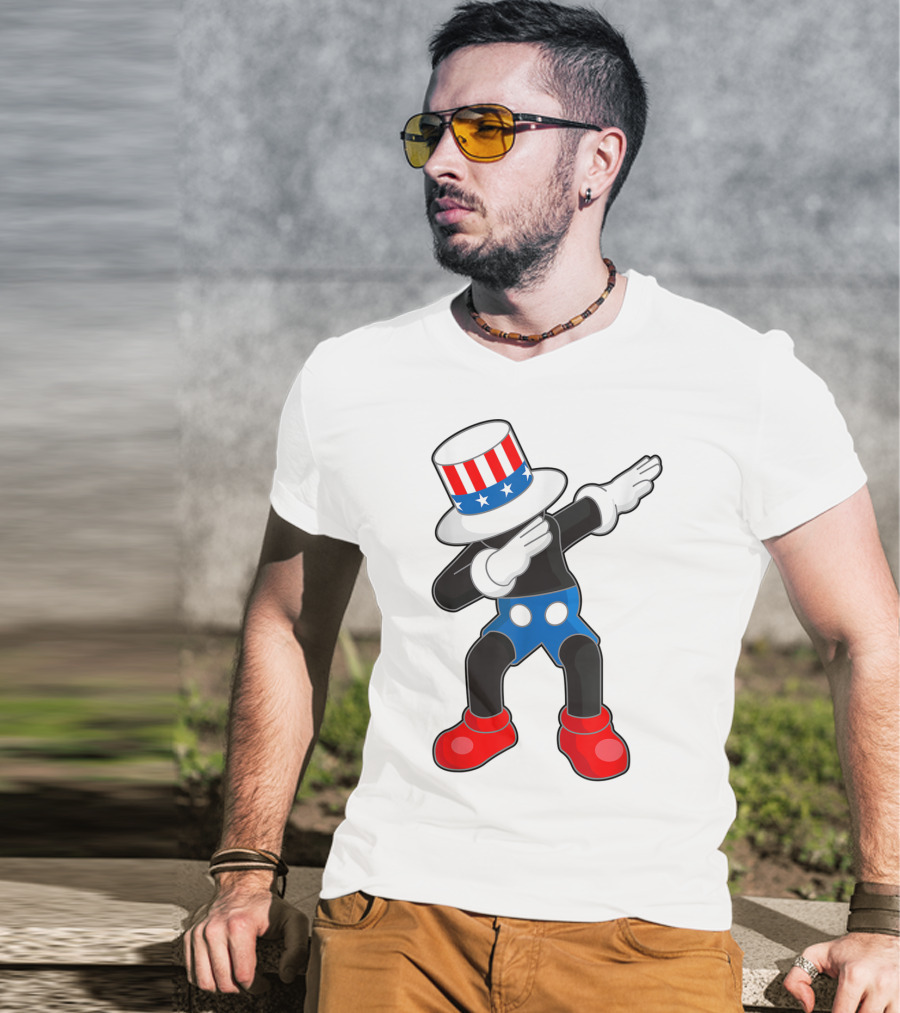 Kaws Mick Mouse Dab Dance Uncle Sam Hat T-Shirt