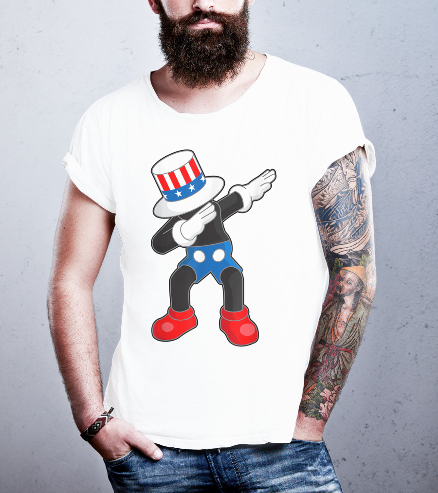 Kaws Mick Mouse Dab Dance Uncle Sam Hat T-Shirt