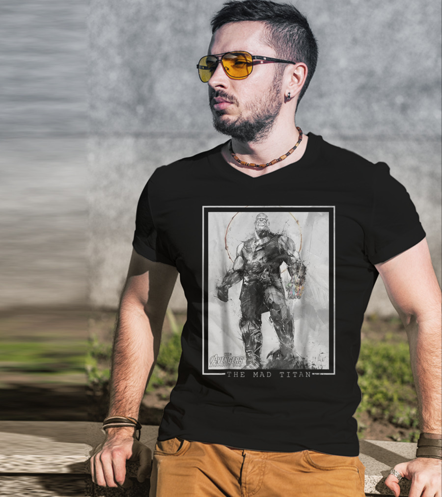 Marvel Avengers Infinity War Thanos The Mad Titan Sketch T-Shirt