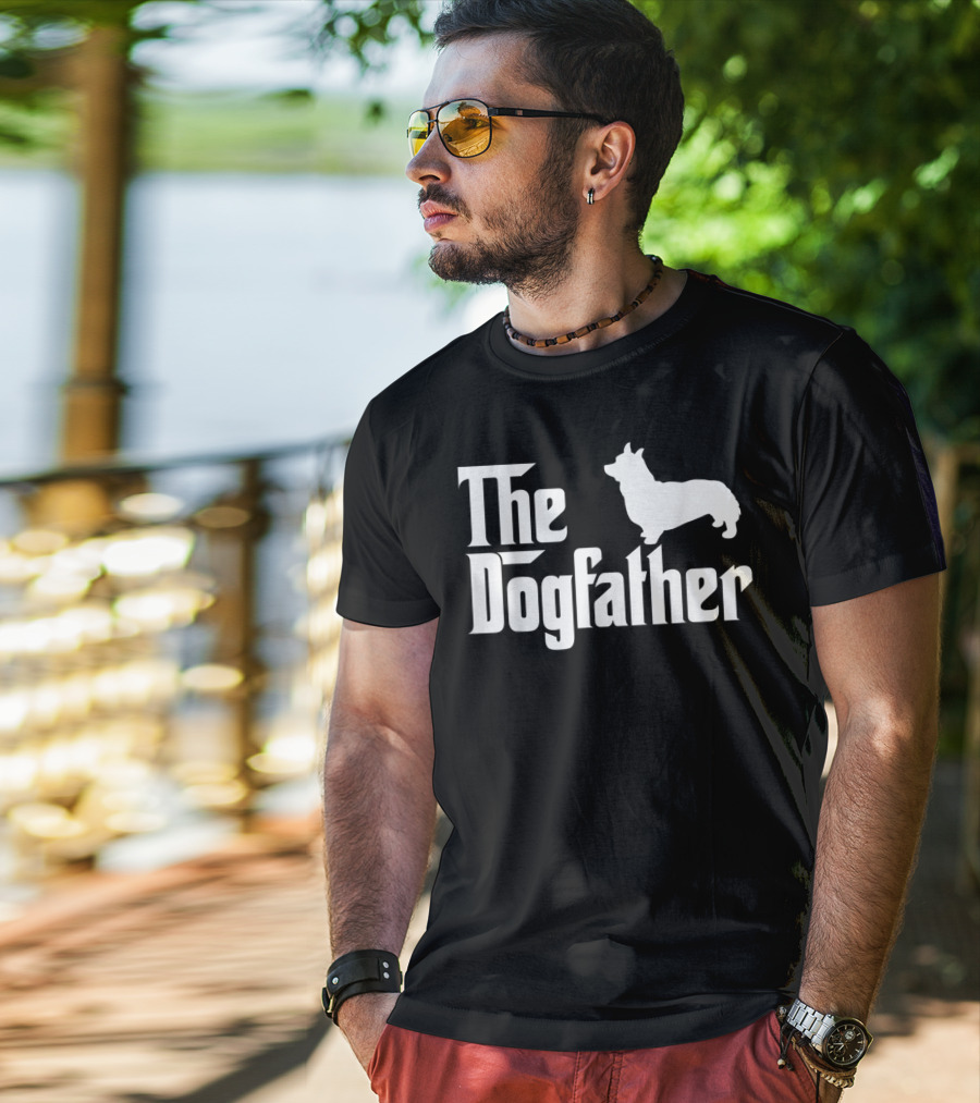 The Dogfather Funny Corgi Mens T-Shirt