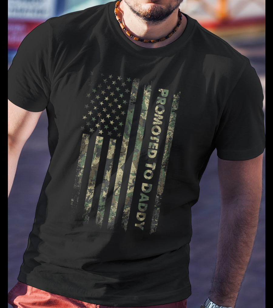 Promoted To Daddy American Flag Camo Fathers Mens T-Shirt