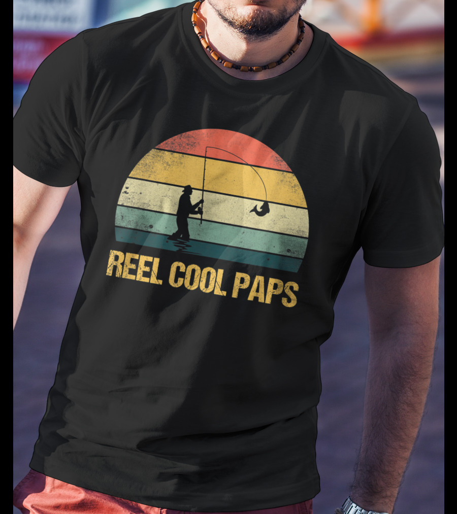 Reel Cool Paps Funny Fishing Retro Father's Day T-Shirt