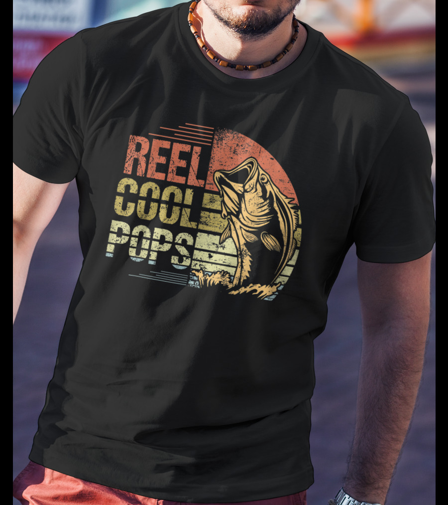 Reel Cool Pops Fishing Sunset With Jumping Fish T-Shirt
