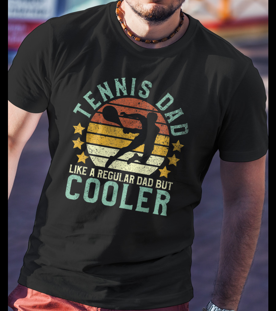 Tennis Dad Like A Regular Dad But Cooler Retro Sunset T-Shirt