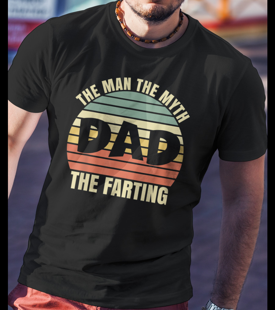 Mens Vintage Dad The Man The Myth The Farting Retro Stripes T-Shirt