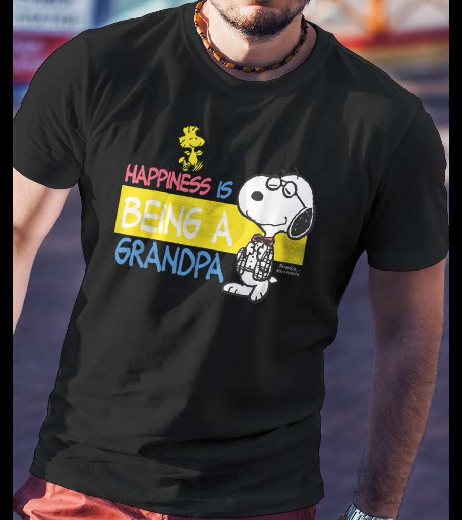 Peanuts Snoopy Happiness Is Being A Grandpa Woodstock T-Shirt